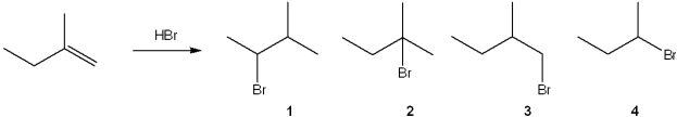 <strong>What is the major organic product obtained from the following reaction? </strong> A)1 B)2 C)3 D)4