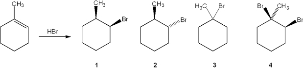 <strong>What is the major organic product obtained from the following reaction? </strong> A)1 B)2 C)3 D)4