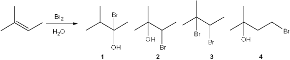 <strong>What is the major organic product obtained from the following reaction? </strong> A)1 B)2 C)3 D)4