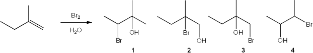 <strong>What is the major organic product obtained from the following reaction? </strong> A)1 B)2 C)3 D)4