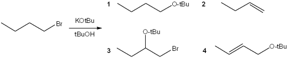 <strong>What is the major organic product obtained from the following reaction? </strong> A)1 B)2 C)3 D)4