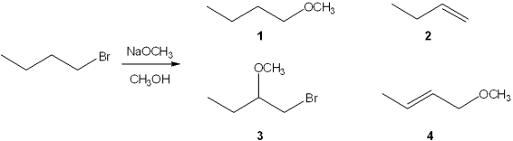 <strong>What is the major organic product obtained from the following reaction? </strong> A)1 B)2 C)3 D)4