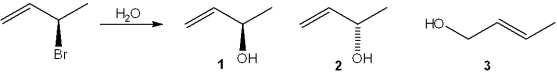 <strong>What is(are) the major organic product(s) obtained from the following substitution reaction? </strong> A)only 1 B)only 2 C)only 1 and 2 D)1, 2 and 3