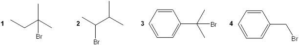 <strong>Which of the following is most likely to undergo rearrangement during reaction with methanol? </strong> A)1 B)2 C)3 D)4