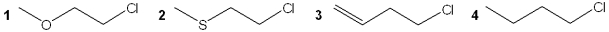 <strong>Which of the following compounds undergoes the most rapid hydrolysis reaction? </strong> A)1 B)2 C)3 D)4