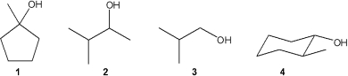 <strong>Which of the following is/are secondary (2<sup> \circ </sup>) alcohols? </strong> A)only 1 B)only 3 C)only 2 and 4 D)1, 2, 3 and 4