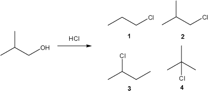 <strong>What is the major organic product obtained from the following reaction? </strong> A)1 B)2 C)3 D)4