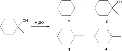 <strong>What is the major organic product obtained from the following reaction? </strong> A)1 B)2 C)3 D)4
