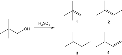 <strong>What is the major organic product obtained from the following reaction? </strong> A)1 B)2 C)3 D)4