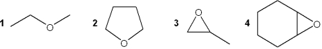 <strong>Which of the following are epoxides? </strong> A)only 2 and 3 B)only 3 and 4 C)only 2, 3 and 4 D)1, 2, 3 and 4