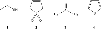<strong>Which of the following are thiols? </strong> A)only 1 B)only 1 and 4 C)only 2 and 3 D)1, 2, 3 and 4