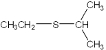 <strong>What is the IUPAC name of the following compound? </strong> A)ethyl isopropyl thiol B)2-ethylsulfanylpropane C)ethyl isopropyl disulfide D)isopropylsufanylethane