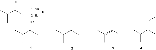 <strong>What is the major organic product obtained from the following reaction? </strong> A)1 B)2 C)3 D)4