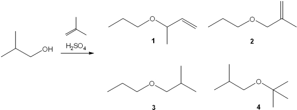 <strong>What is the major organic product obtained from the following reaction? </strong> A)1 B)2 C)3 D)4