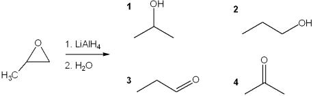 <strong>What is the major organic product obtained from the following reaction? </strong> A)1 B)2 C)3 D)4