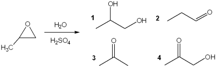 <strong>What is the major organic product obtained from the following reaction? </strong> A)1 B)2 C)3 D)4