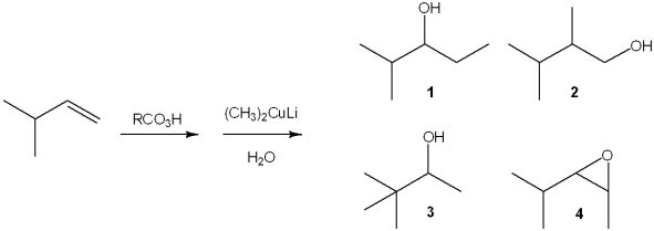 <strong>What is the major organic product obtained from the following sequence of reactions? </strong> A)1 B)2 C)3 D)4