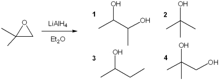 <strong>What is the major organic product obtained from the following reaction? </strong> A)1 B)2 C)3 D)4