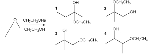 <strong>What is the major organic product obtained from the following reaction? </strong> A)1 B)2 C)3 D)4