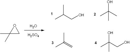 <strong>What is the major organic product obtained from the following reaction? </strong> A)1 B)2 C)3 D)4