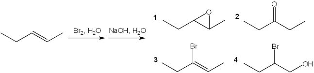<strong>What is the major organic product obtained from the following sequence of reactions? </strong> A)1 B)2 C)3 D)4
