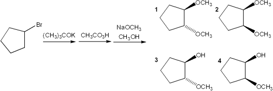 <strong>What is the major organic product obtained from the following sequence of reactions? </strong> A)1 B)2 C)3 D)4
