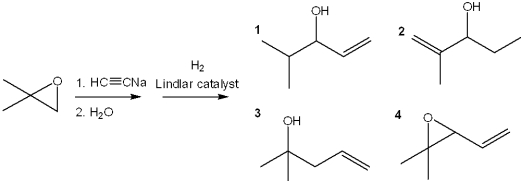 <strong>What is the major organic product obtained from the following sequence of reactions? </strong> A)1 B)2 C)3 D)4