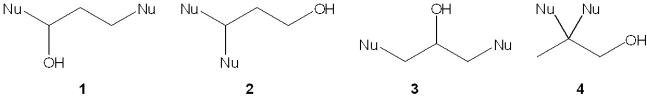<strong>Which of the following general structures can be made by sequential reaction of epichlorohydrin with appropriate nucleophiles? </strong> A)1 B)2 C)3 D)4