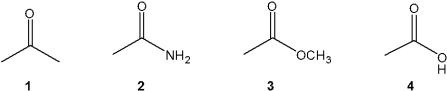 <strong>Which of the following compounds gives a carbonyl bond absorption at the lowest frequency? </strong> A)1 B)2 C)3 D)4