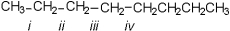 <strong>Which of the following bonds of the octane radical cation is least subject to fragmentation?  </strong> A)i B)ii C)iii D)iv <div style=padding-top: 35px> 