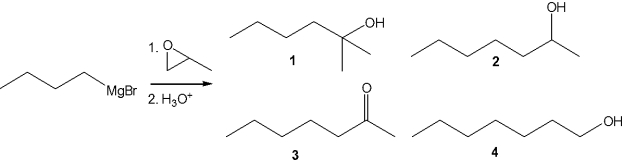 <strong>What is the major organic product obtained from the following reaction? </strong> A)1 B)2 C)3 D)4