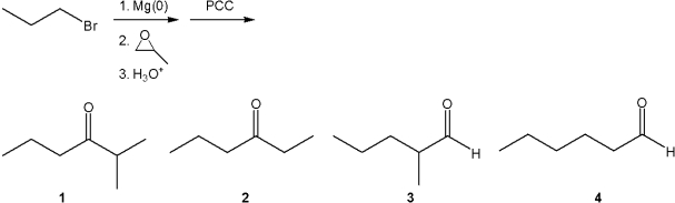 <strong>What is the major organic product obtained from the following sequence of reactions? </strong> A)1 B)2 C)3 D)4