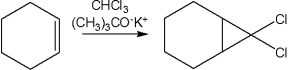 <strong>What reactive intermediates are involved in the following reaction? </strong> A)the trichloromethyl anion (Cl<sub>3</sub>C:<sup>-</sup>) and dichlorocarbene (Cl<sub>2</sub>C:) B)the trichloromethyl cation (Cl<sub>3</sub>C<sup>+</sup>) C)the cyclohexyl carbocation D)the cyclic chloronium ion derived from cyclohexene