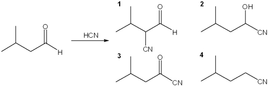 <strong>What is the major organic product obtained from the following reaction? </strong> A)1 B)2 C)3 D)4