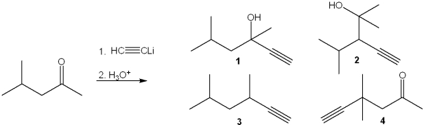<strong>What is the major organic product obtained from the following reaction? </strong> A)1 B)2 C)3 D)4