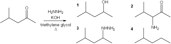 <strong>What is the major organic product obtained from the following reaction? </strong> A)1 B)2 C)3 D)4
