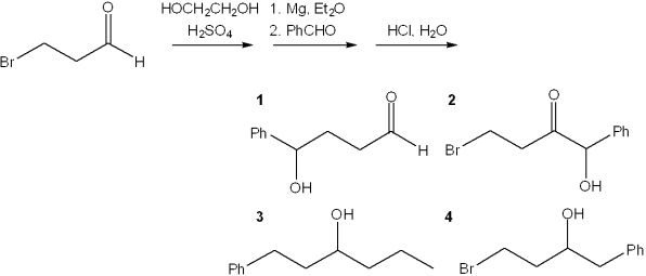 <strong>What is the major organic product obtained from the following sequence of reactions? </strong> A)1 B)2 C)3 D)4