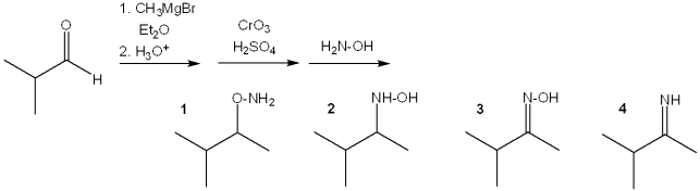 <strong>What is the major organic product obtained from the following sequence of reactions? </strong> A)1 B)2 C)3 D)4