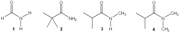 <strong>Which of the following compounds is a 2<sup> \circ </sup> amide? </strong> A)1 B)2 C)3 D)4