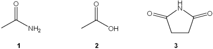 <strong>Which of the following is the correct order of decreasing acid strength of the following compounds (more acidic > less acidic)? </strong> A)1 > 2 > 3 B)2 > 3 > 1 C)1 > 3 > 2 D)3 > 2 > 1