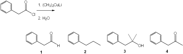 <strong>What is the major organic product obtained from the following reaction? </strong> A)1 B)2 C)3 D)4