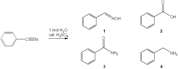 <strong>What is the major organic product obtained from the following reaction? </strong> A)1 B)2 C)3 D)4