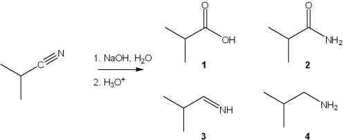 <strong>What is the major organic product obtained from the following reaction? </strong> A)1 B)2 C)3 D)4