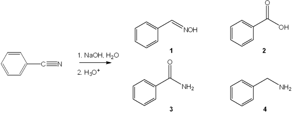 <strong>What is the major organic product obtained from the following reaction? </strong> A)1 B)2 C)3 D)4