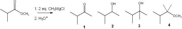 <strong>What is the major organic product obtained from the following reaction? </strong> A)1 B)2 C)3 D)4