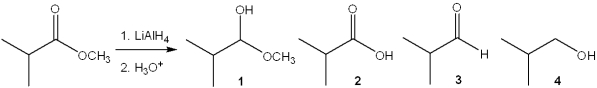 <strong>What is the major organic product obtained from the following reaction? </strong> A)1 B)2 C)3 D)4