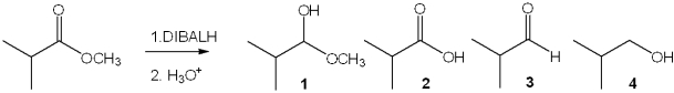 <strong>What is the major organic product obtained from the following reaction? </strong> A)1 B)2 C)3 D)4