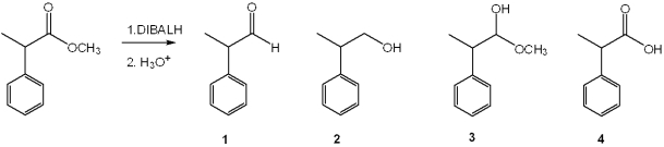 <strong>What is the major organic product obtained from the following reaction? </strong> A)1 B)2 C)3 D)4