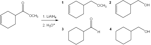 <strong>What is the major organic product obtained from the following reaction? </strong> A)1 B)2 C)3 D)4