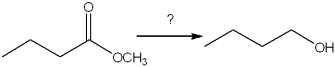 <strong>What is the best choice of reagent(s) to achieve the following transformation? </strong> A)H<sub>2</sub>O B)NaOH, H<sub>2</sub>O C)1. LiAlH<sub>4</sub>; 2. H<sub>3</sub>O<sup>+</sup> D)H<sub>2</sub>SO<sub>4</sub>